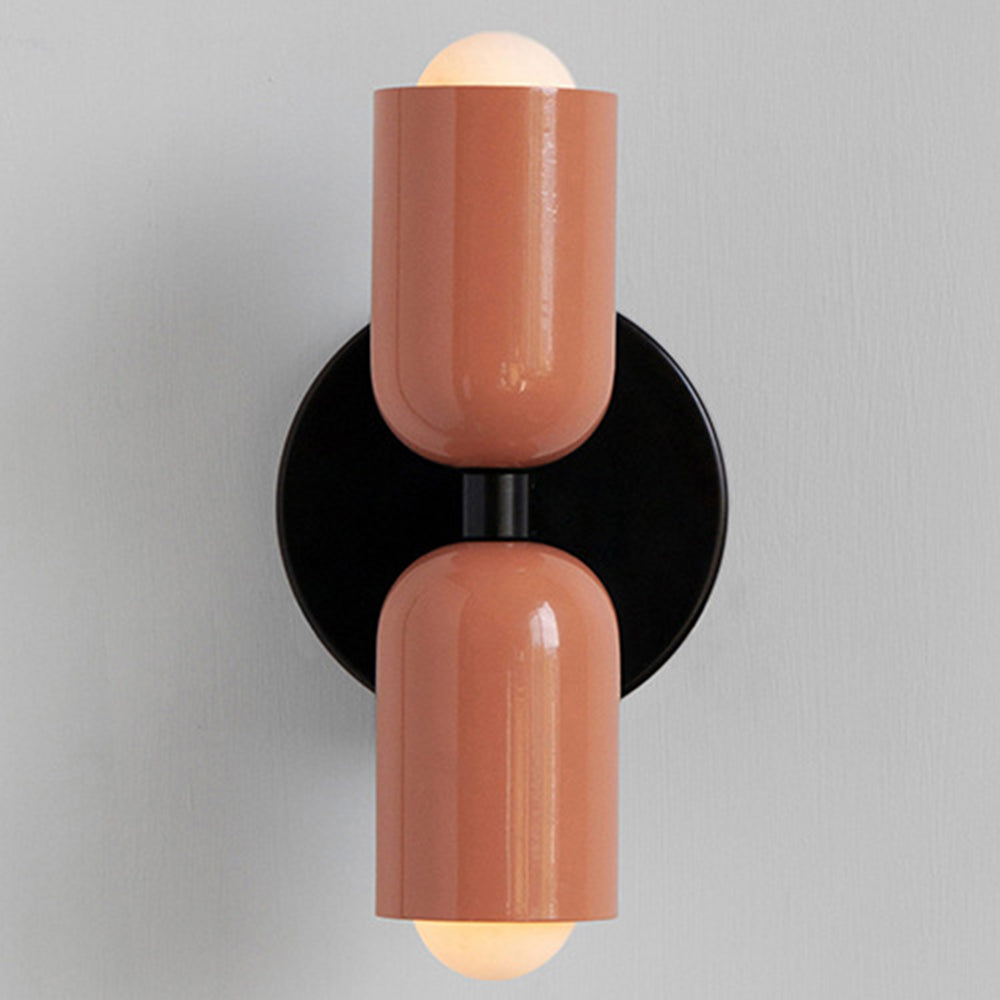 Two-Tone Glass Wall Sconce with Dual Light Uplight Downlight for Bedroom Living Room Hallway Modern Minimalist Home Accent Lighting