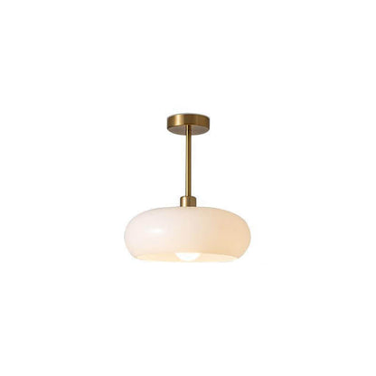 Glass Ceiling Light Fixture with Copper Accent 10.6 Inch Flush Mount for Bedroom Hallway Living Room Modern Home Lighting E26 Socket