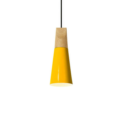 Modern Pendant Light Wood and Aluminum Drum Shade E27 Socket for Kitchen Dining Room Living Room