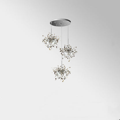 Mid-Century Starburst Hanging Fixture with Height-Adjustable Chain for Dining & Living Spaces Gold or Silver Finish G9 Socket Metal Construc