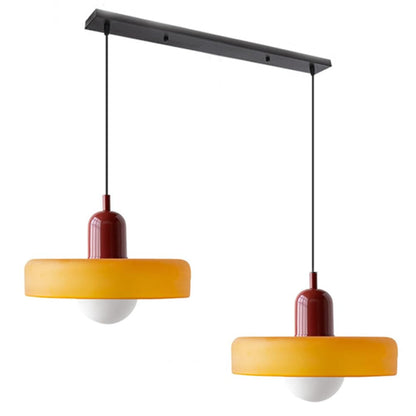 Dual-Shade Glass Hanging Light Fixture G9 Socket 14 Inch Ceiling Mount for Kitchen Island Dining Table Living Room Modern Overhead Lighting