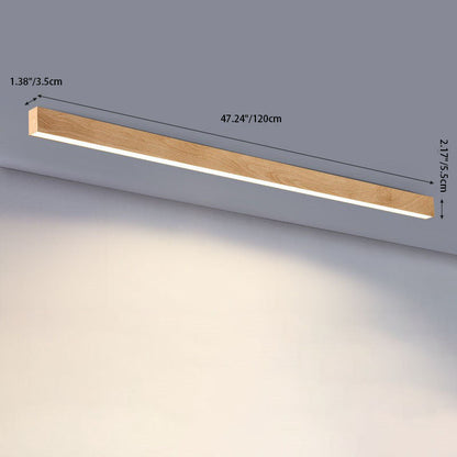 Hardwired LED Ceiling Light Fixture 24 in Aluminum Walnut Finish for Bedroom Living Room Hallway Low Profile Modern Indoor Lighting