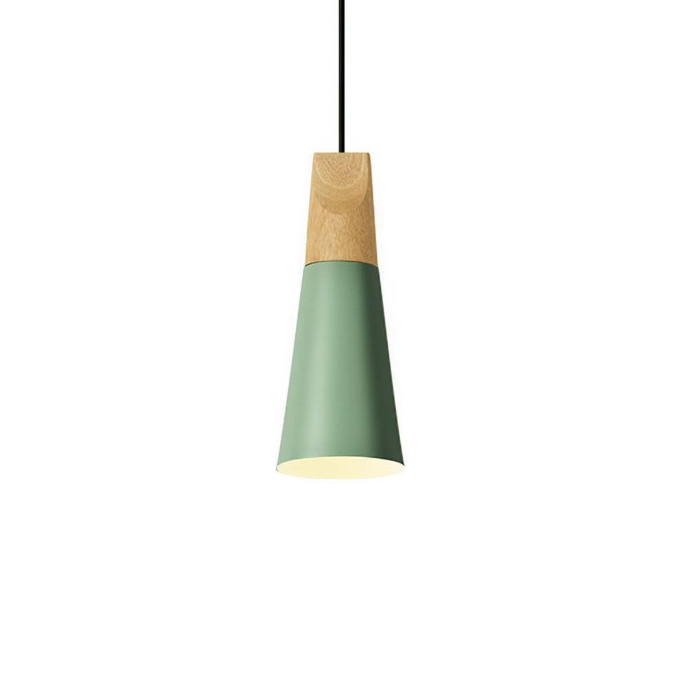 Modern Pendant Light Wood and Aluminum Drum Shade E27 Socket for Kitchen Dining Room Living Room