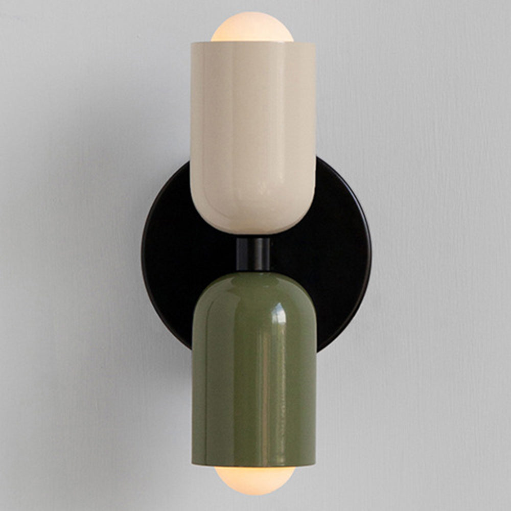 Two-Tone Glass Wall Sconce with Dual Light Uplight Downlight for Bedroom Living Room Hallway Modern Minimalist Home Accent Lighting