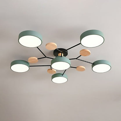 Modern Branch Sphere Semi-Flush Ceiling Light with Integrated LED for Bedrooms & Living Spaces