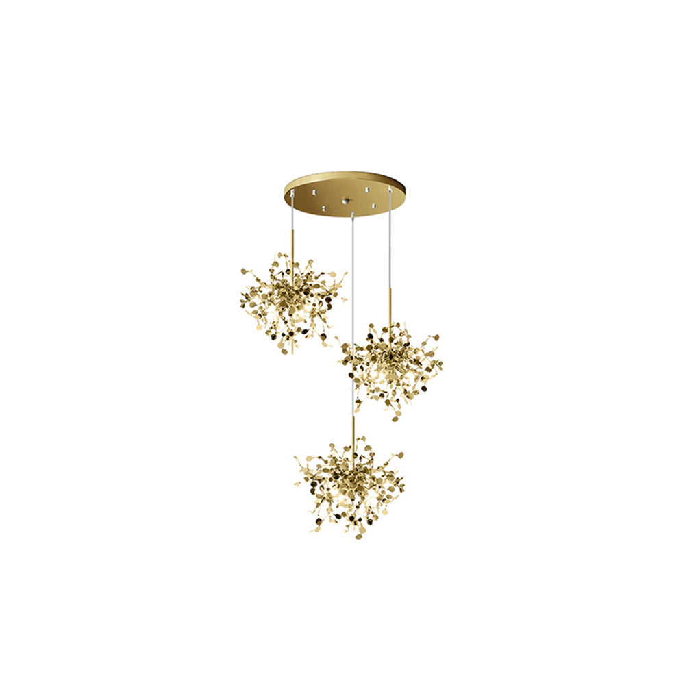 Mid-Century Starburst Hanging Fixture with Height-Adjustable Chain for Dining & Living Spaces Gold or Silver Finish G9 Socket Metal Construc