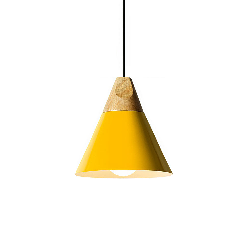 Modern Pendant Light Wood and Aluminum Drum Shade E27 Socket for Kitchen Dining Room Living Room