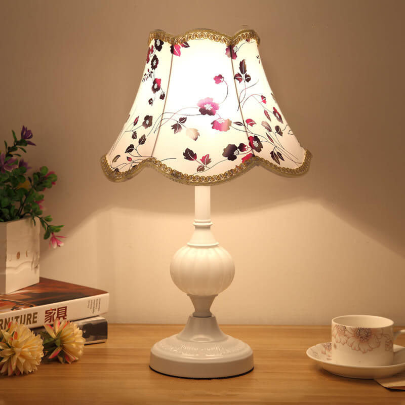 Desk Lamp with Fabric Shade & Metal Base 16.5 Inches High for Bedroom Nightstand Reading Study Room Office Workspace E26 Socket Gold White A