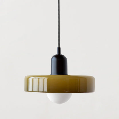 Colored Glass Pendant Light with Adjustable Cord for Dining Room & Living Room – Mid-Century Modern Geometric Hanging Fixture