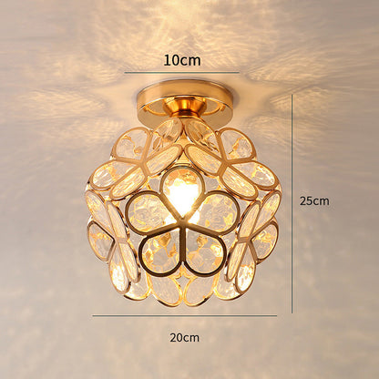 Flush Mount Flower Fixture in Gold with Acrylic Shade for Entryway Bedroom Small Spaces 8-Inch Modern LED Overhead Home Lighting