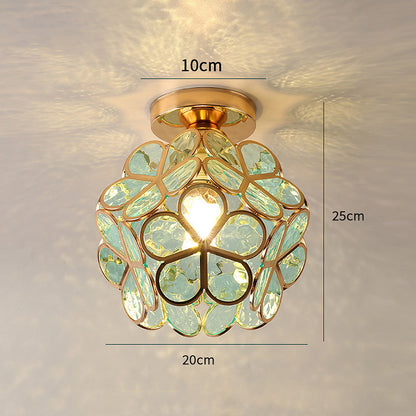 Floral Ceiling Light with Acrylic Petals and Gold Accents for Bedroom, Hallway, Living Room