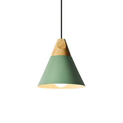 Aluminum & Wood Hanging Lamp E27 Socket Gray Black White Yellow Kitchen Island Dining Table Overhead Fixture Scandinavian Style Modern Minim