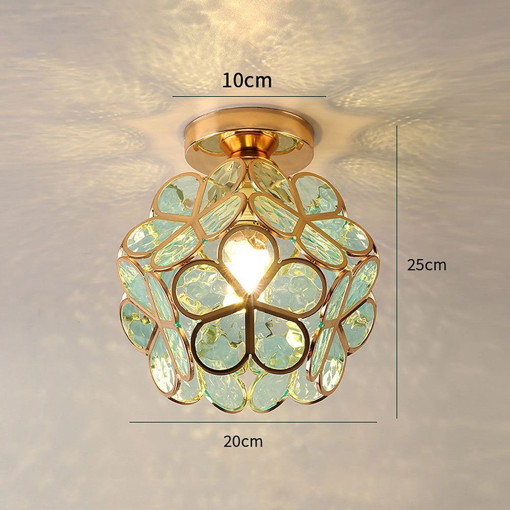 Flush Mount Flower Fixture in Gold with Acrylic Shade for Entryway Bedroom Small Spaces 8-Inch Modern LED Overhead Home Lighting