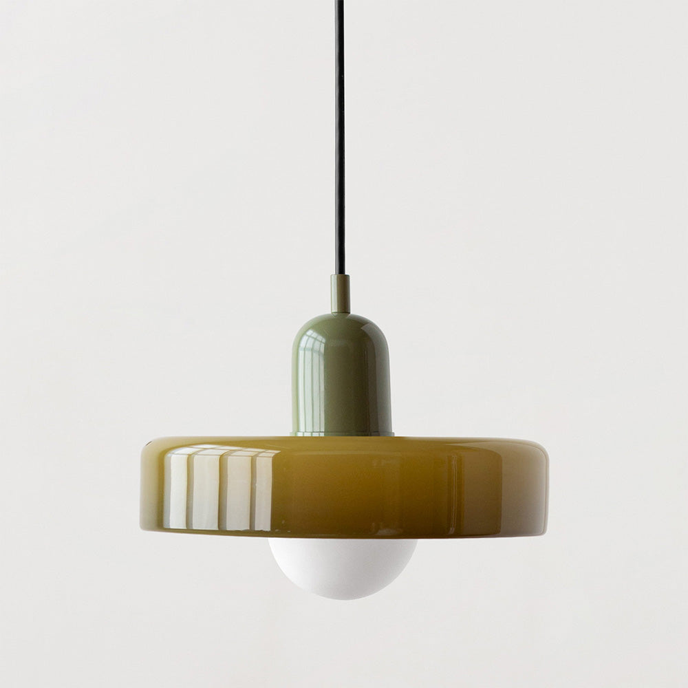 Glass Pendant Light with Adjustable Cord & Warm Glow – Modern Geometric Hanging Fixture for Dining Room & Living Room Decor
