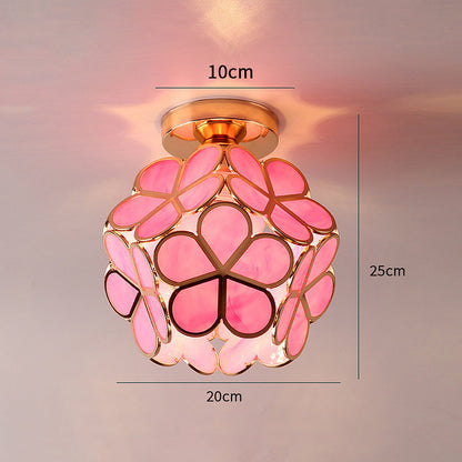 Flush Mount Flower Fixture in Gold with Acrylic Shade for Entryway Bedroom Small Spaces 8-Inch Modern LED Overhead Home Lighting