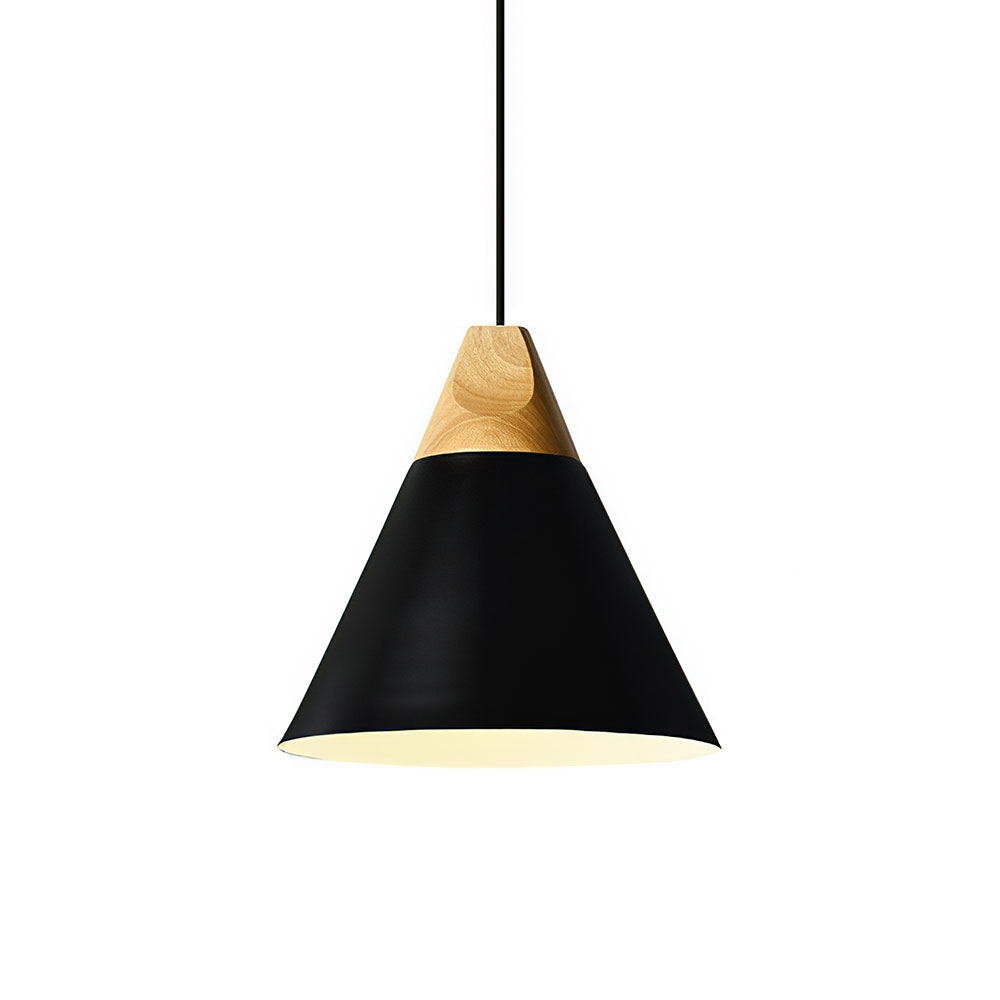Aluminum & Wood Hanging Lamp E27 Socket Gray Black White Yellow Kitchen Island Dining Table Overhead Fixture Scandinavian Style Modern Minim