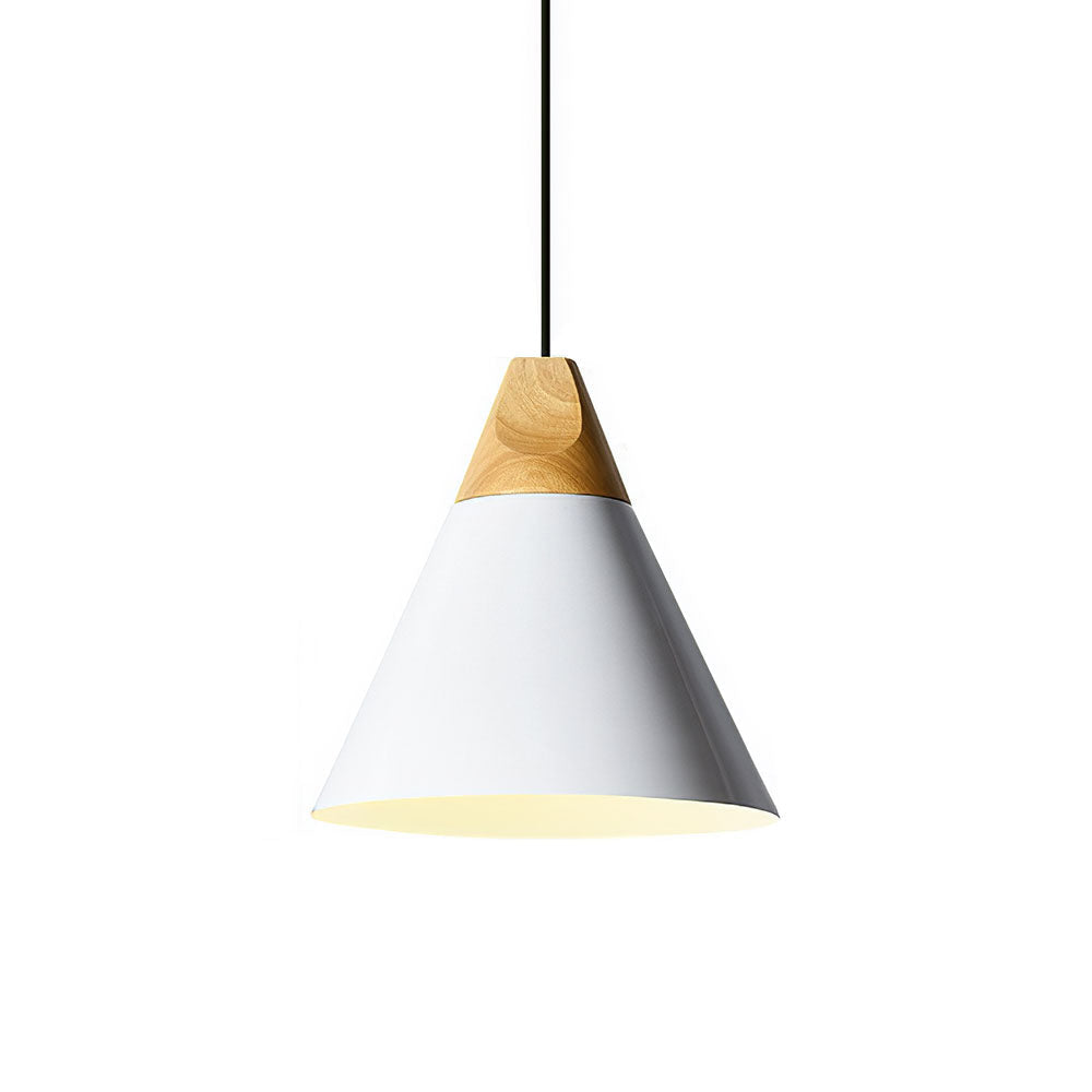 Modern Pendant Light Wood and Aluminum Drum Shade E27 Socket for Kitchen Dining Room Living Room