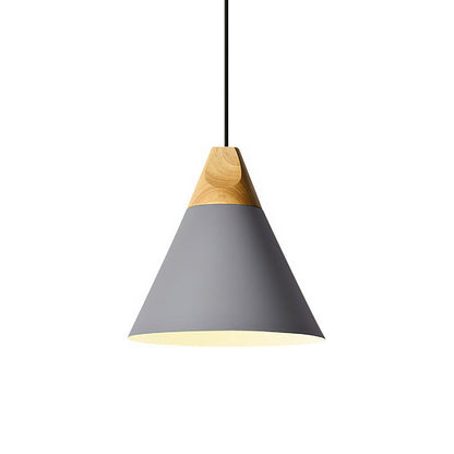 Aluminum & Wood Hanging Lamp E27 Socket Gray Black White Yellow Kitchen Island Dining Table Overhead Fixture Scandinavian Style Modern Minim