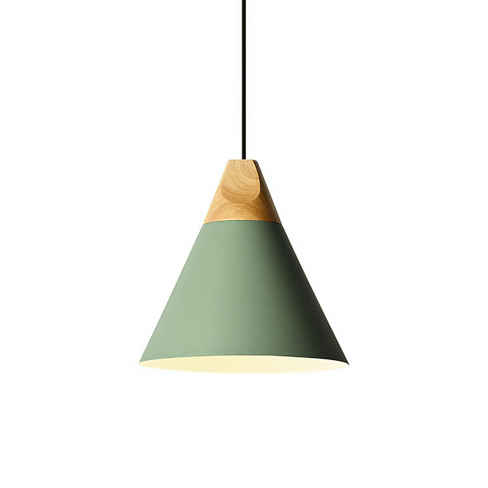 Modern Pendant Light Wood and Aluminum Drum Shade E27 Socket for Kitchen Dining Room Living Room