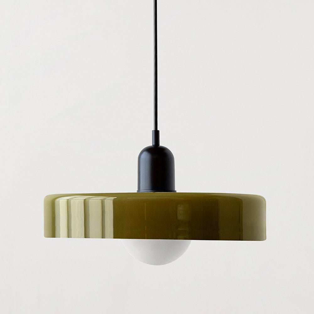 Art Glass Dome Pendant Light Fixture with Adjustable Cord for Kitchen Island Dining Room Bedroom | Modern Round Ceiling Hanging Lamp