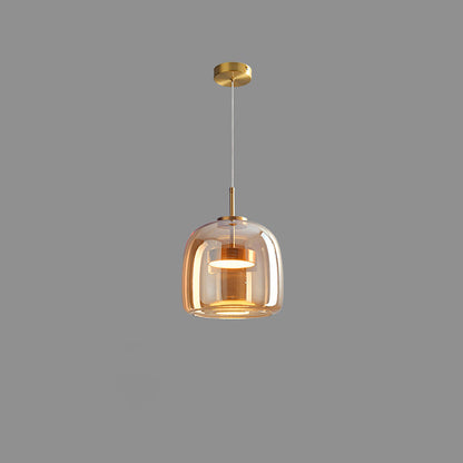 Handcrafted Glass Globe Ceiling Light 15-Inch Smoked Shade Height-Adjustable Fixture for Kitchen Island Dining Room Entryway Table Modern Ho