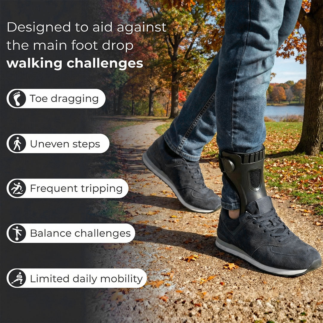Adjustable Ankle Foot Orthosis Brace for Drop Foot Support | Toe Lift AFO Splint for Walking Stability and Gait Correction | Lightweight Mob