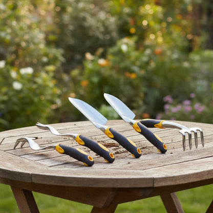 Set GardenGrip – Herramientas ergonómicas de acero inoxidable – Kit completo de herramientas de mano