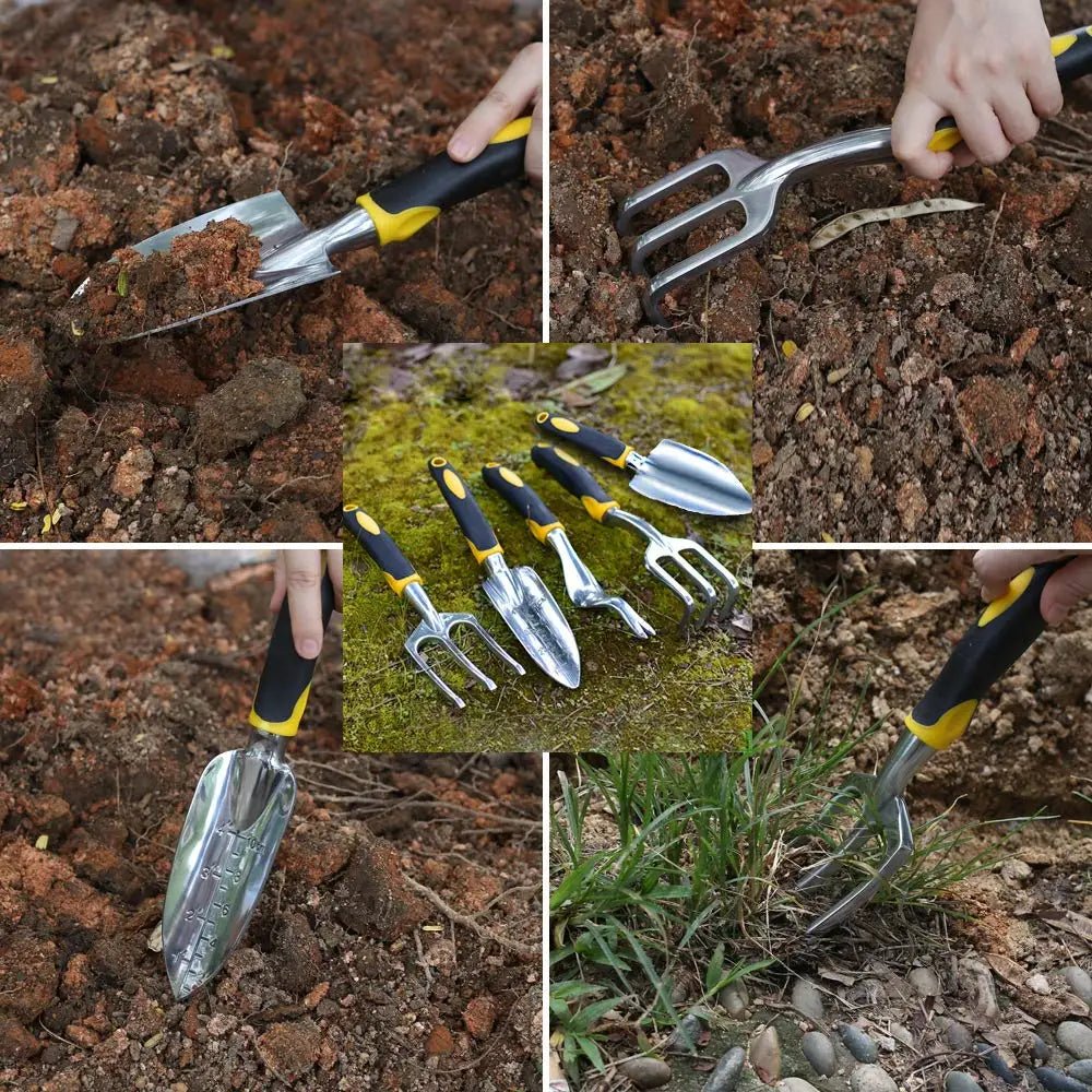 Set GardenGrip – Herramientas ergonómicas de acero inoxidable – Kit completo de herramientas de mano
