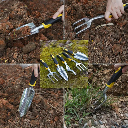 Set GardenGrip – Herramientas ergonómicas de acero inoxidable – Kit completo de herramientas de mano
