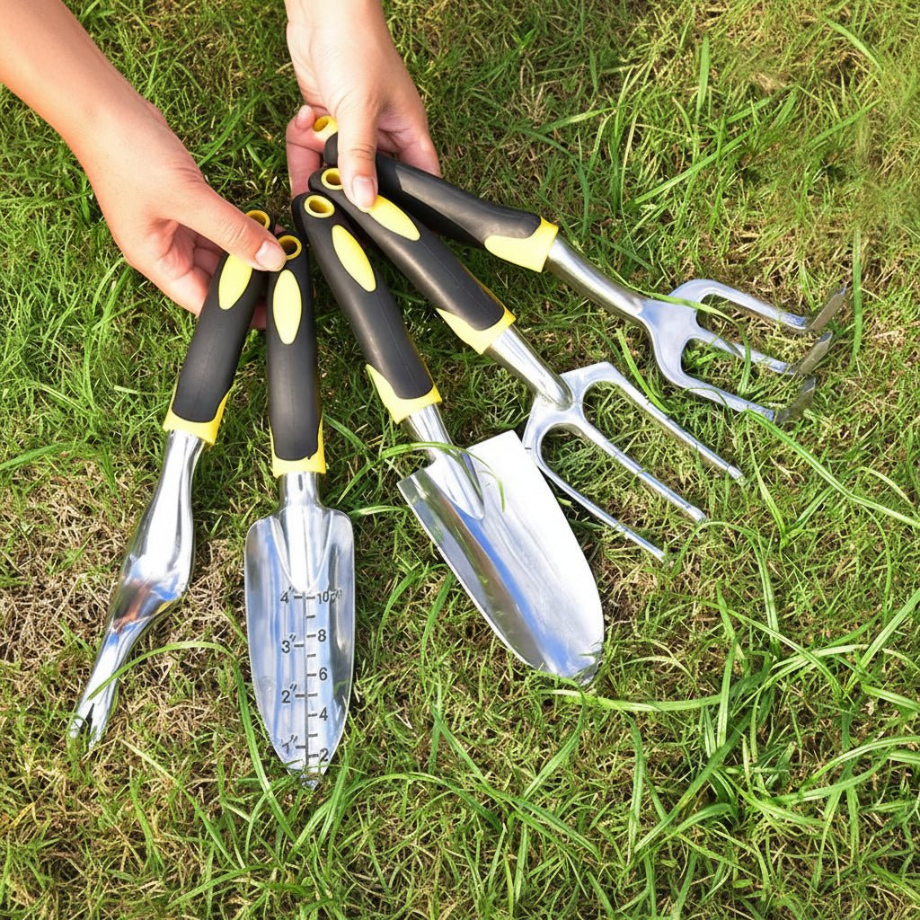 Set GardenGrip – Herramientas ergonómicas de acero inoxidable – Kit completo de herramientas de mano