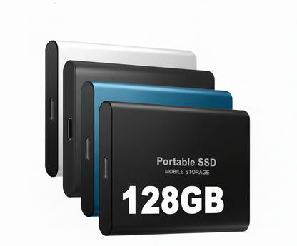 Solid-State Drive USB-C 128GB Storage Device for Laptops Phones Tablets Android Apple Windows Cross-Platform Compatible Ultra-Slim Backup So