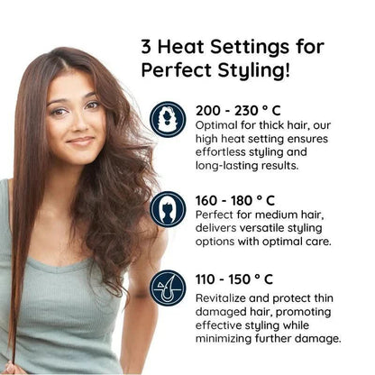 Heated Ceramic Barrel Hair Styler with Auto-Rotate Brush & 3 Temperature Settings for Volume and Curls