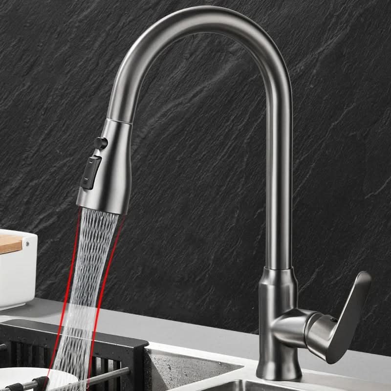 Single-Handle Pull-Down Kitchen Faucet with 360° Swivel Spout – Chrome, Brushed Nickel, Black & Gray Finish Options for Modern Sink