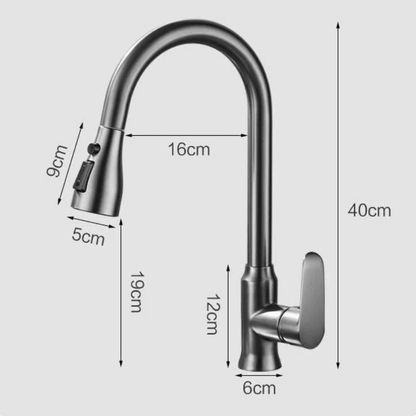 Single-Handle Pull-Down Kitchen Faucet with 360° Swivel Spout – Chrome, Brushed Nickel, Black & Gray Finish Options for Modern Sink