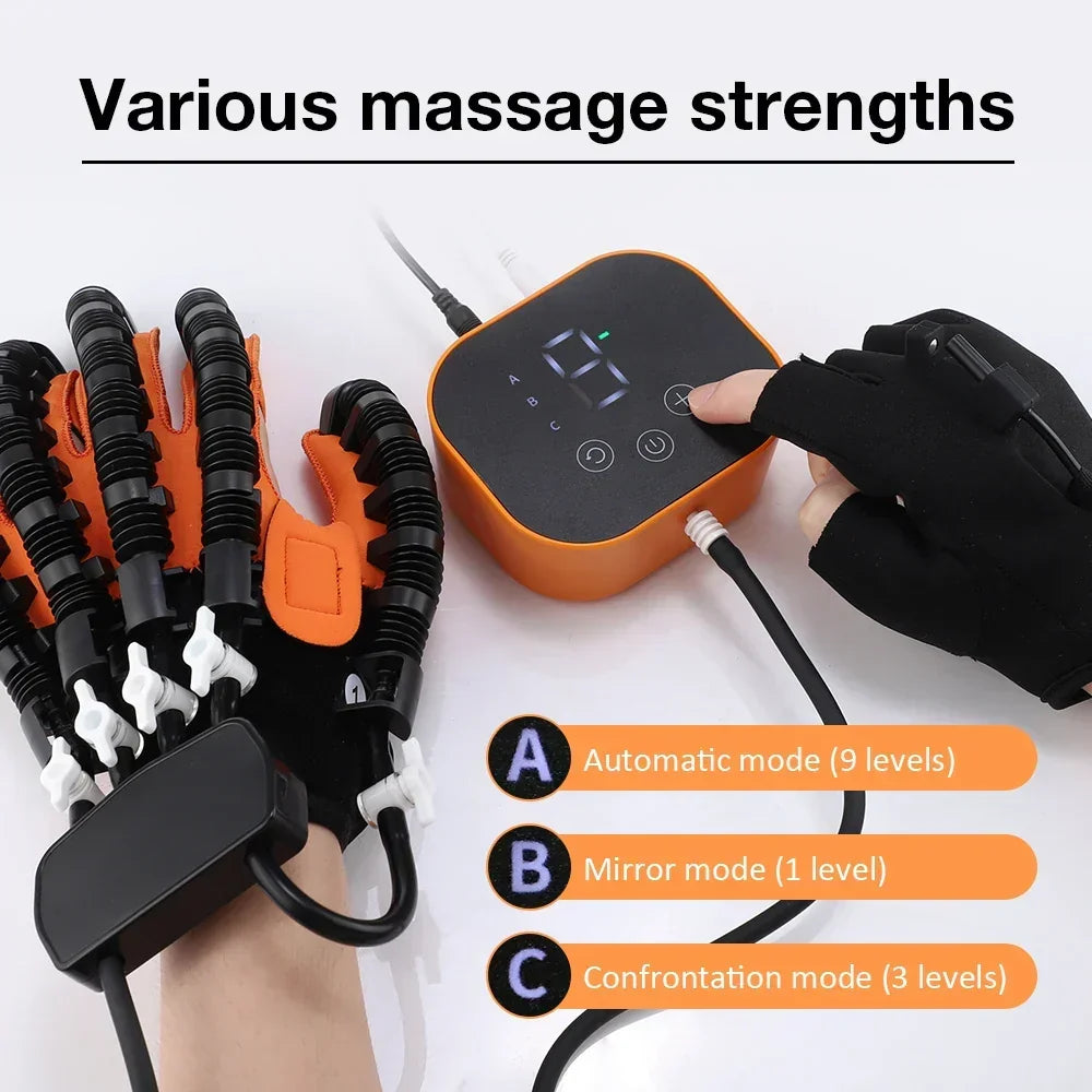 Therapeutic Hand Rehabilitation Glove for Stroke Recovery with Heat, Massage & Compression Training Modes for Home Physical Therapy