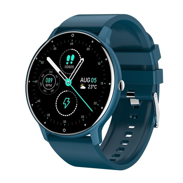 Reloj inteligente de fitness ultra delgado con monitor de frecuencia cardíaca, seguimiento del sueño y resistencia al agua IP67 para iPhone y Android – Pantalla táctil completa