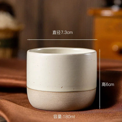 Handcrafted Stoneware Mug 8 fl oz Warm Beige Artisan Cup for Coffee Tea Espresso Daily Use Kitchen Drinkware Rustic Texture Small Batch Pott