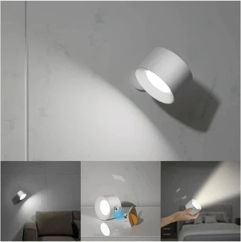 Rechargeable Wall Sconce with 360° Swivel Head – Dimmable LED Accent Light for Bedroom, Living Room, Reading Nook