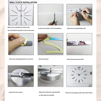 DIY 3D Roman Numeral Timepiece 16 Inch Self-Adhesive Acrylic Numbers Mirror Finish for Bedroom Office Living Space Home Decor No Drilling Ne
