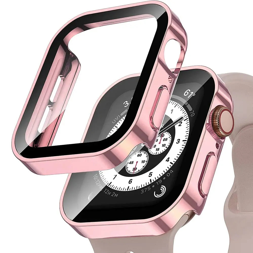 Snap-On Full-Coverage Screen & Body Shield for Apple Watch Series 4-9 – Tempered Glass & PC Armor