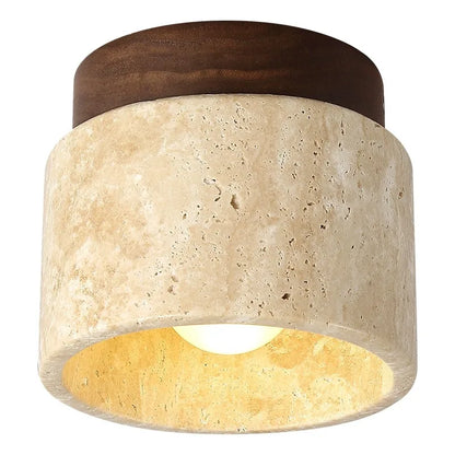 Lámpara de techo de montaje empotrado de piedra natural color crema, 4.7 pulgadas, iluminación LED compacta para pasillos, dormitorios y vestíbulos, estilo minimalista moderno Japandi
