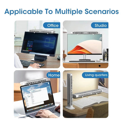 Ventilador para monitor Cool | Aire acondicionado de pinza recargable por USB con tira de luz LED | Velocidad ajustable para una mayor comodidad