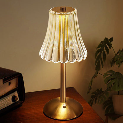 Gold Crystal Rechargeable Touch Dimmer Nightstand Lamp 9 in for Bedside Reading Desk Lighting Warm Cool White USB-C Powered Small Decorative