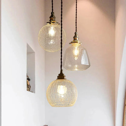 Glass Drop Pendant Light 6 in Clear Crystal Shade E27 Socket Kitchen Island Dining Table Overhead Fixture Scandinavian Minimalist Style for