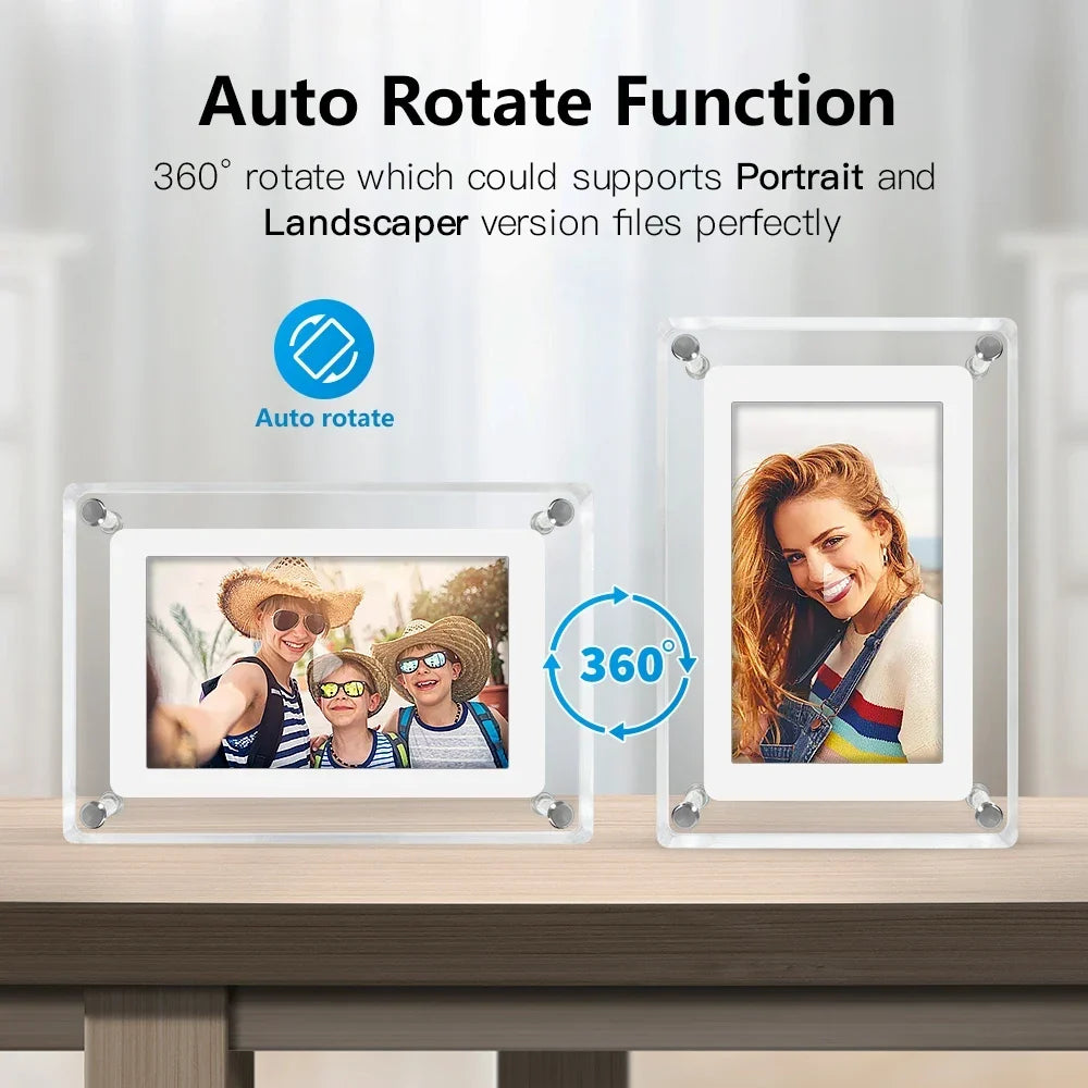 5-Inch IPS Digital Picture Frame with Rechargeable Battery | Tabletop Photo & Video Display for Desk & Home | HD Media Player with USB &