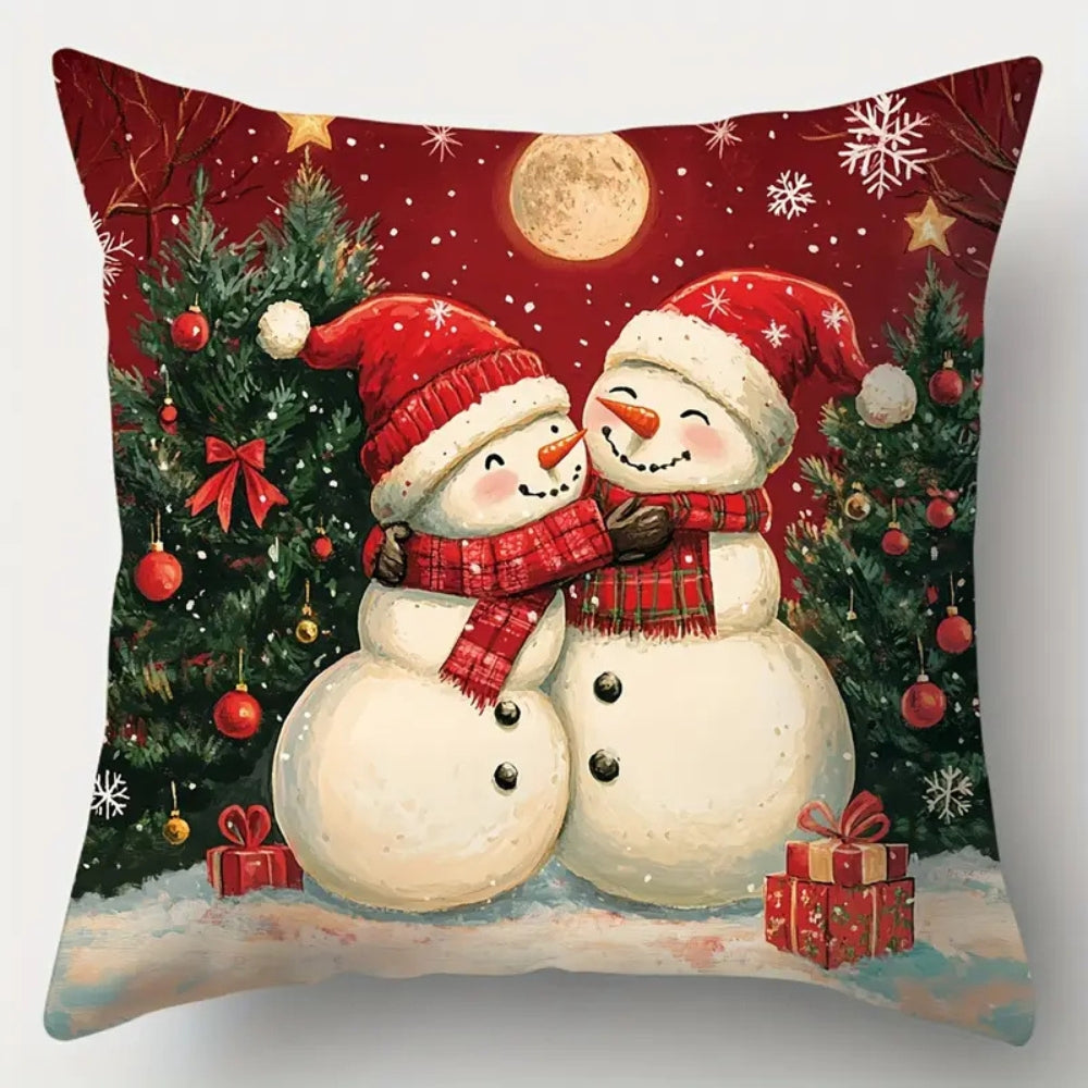 Sable Christmas Cushion Cover - Festive Cotton Blend, Zippered Closure