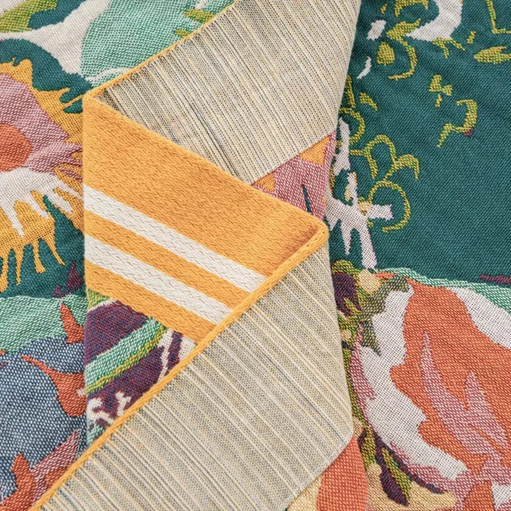Sable Floral Blanket - 100% Cotton, Reversible Design