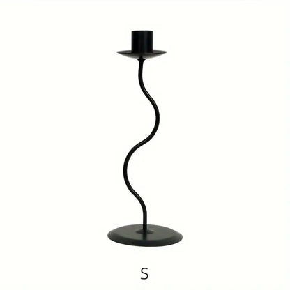 Sable Wavy Candle Holder - Iron, Sculpted Design, Tabletop Decor