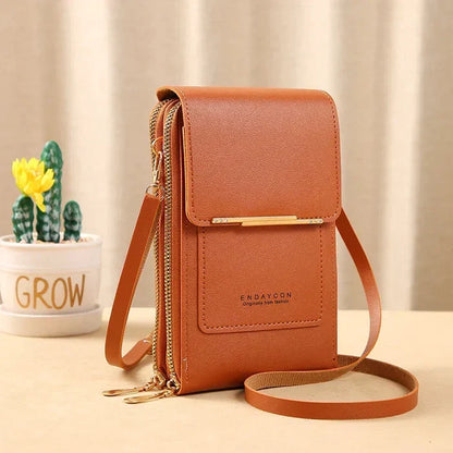 Compact RFID-Blocking Crossbody Bag with Waterproof Phone Compartment for Women & Travel