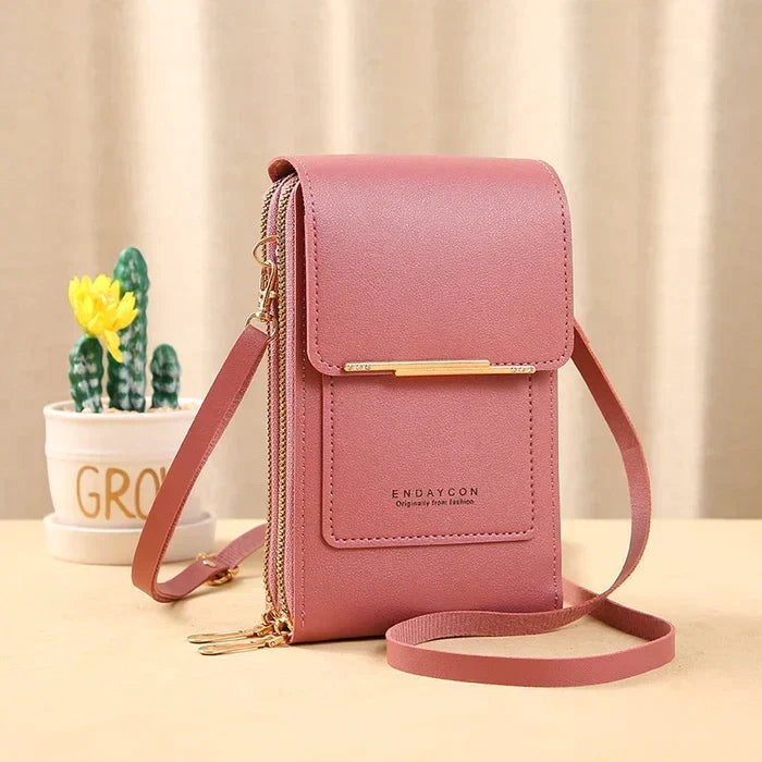 Compact RFID-Blocking Crossbody Bag with Waterproof Phone Compartment for Women & Travel